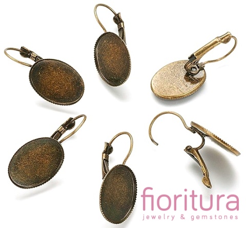 BAZA KOLCZYKA 32x14MM KABOSZON 13x18MM KOLOR STARE ZŁOTO 