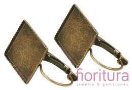 BAZA KOLCZYKA 28x16MM KABOSZON 15x15MM KOLOR STARE ZŁOTO 