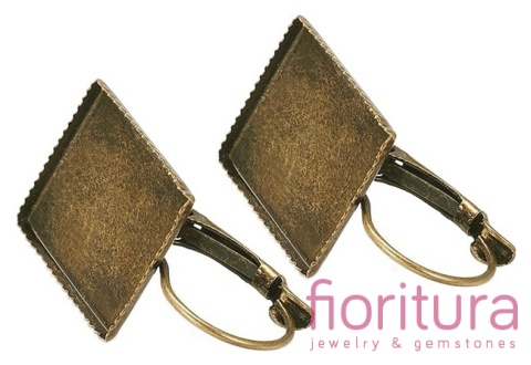 BAZA KOLCZYKA 28x16MM KABOSZON 15x15MM KOLOR STARE ZŁOTO 