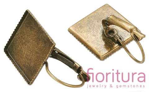 BAZA KOLCZYKA 28x16MM KABOSZON 15x15MM KOLOR STARE ZŁOTO 