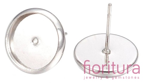 BAZA KOLCZYKÓW 12MM KABOSZON 10MM KOLOR STARE SREBRO