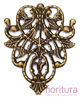 BAZA, ŁĄCZNIK,ZAWIESZKA FILIGRAN 35x25x0,5MM KOLOR STARE ZŁOTO