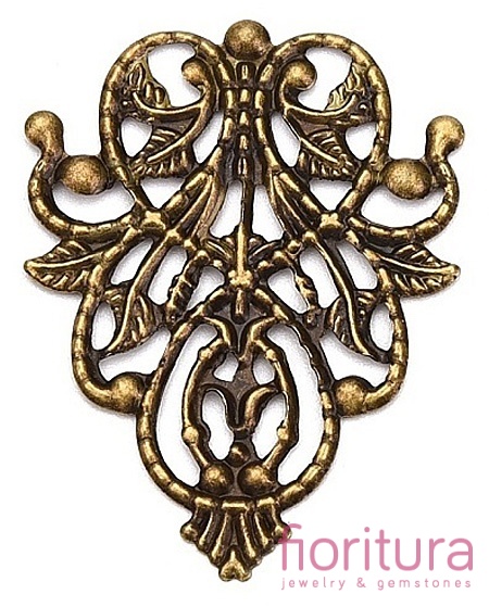 BAZA, ŁĄCZNIK,ZAWIESZKA FILIGRAN 35x25x0,5MM KOLOR STARE ZŁOTO