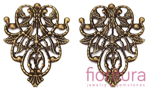 BAZA, ŁĄCZNIK,ZAWIESZKA FILIGRAN 35x25x0,5MM KOLOR STARE ZŁOTO