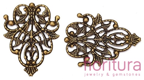 BAZA, ŁĄCZNIK,ZAWIESZKA FILIGRAN 35x25x0,5MM KOLOR STARE ZŁOTO