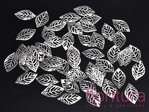 BAZA, ŁĄCZNIK,ZAWIESZKA FILIGRAN LIŚĆ 24x14x0,2MM KOLOR STARE SREBRO