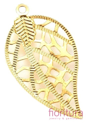 BAZA, ŁĄCZNIK,ZAWIESZKA FILIGRAN LIŚĆ 30x16x0,5MM KOLOR ZŁOTY