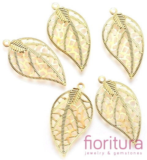BAZA, ŁĄCZNIK,ZAWIESZKA FILIGRAN LIŚĆ 30x16x0,5MM KOLOR ZŁOTY