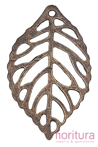 BAZA, ŁĄCZNIK,ZAWIESZKA FILIGRAN LIŚĆ 24x14x0,2MM KOLOR STARE ZŁOTO