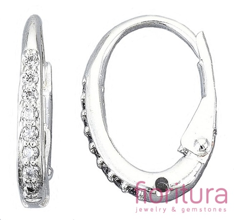 BIGLE ANGIELSKIE MICRO PAVE Z SZEŚCIENNYMI CYRKONIAMI CRYSTAL 15x10x2MM POSREBRZANE