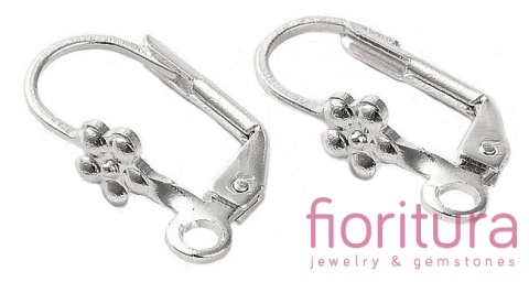 BIGLE ANGIELSKIE Z KWIATKIEM 17x5x2MM KOLOR SREBRNY