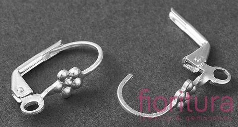 BIGLE ANGIELSKIE Z KWIATKIEM 17x5x2MM KOLOR SREBRNY