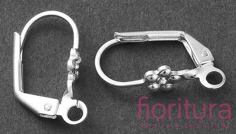 BIGLE ANGIELSKIE Z KWIATKIEM 17x5x2MM KOLOR SREBRNY