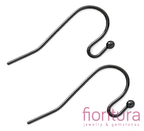 BIGLE OTWARTE Z KULKĄ 19x13MM KOLOR CZARNY