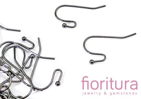 BIGLE OTWARTE Z KULKĄ 19x13MM KOLOR CZARNY