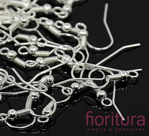 BIGLE OTWARTE Z KULKĄ I SPRĘŻYNKĄ 17-19x0,8MM KOLOR SREBRNY