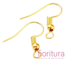 BIGLE OTWARTE Z KULKĄ I SPRĘŻYNKĄ 17-19x0,8MM KOLOR ZŁOTY