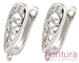 BIGLE ZATRZASKOWE AŻUROWE 18x6MM KOLOR PLATINUM