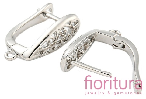 BIGLE ZATRZASKOWE AŻUROWE 18x6MM KOLOR PLATINUM