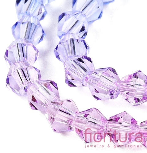 KORALIKI SZKLANE FASETOWANE BICON 4,5x4MM KOLOR NIEBIESKI/RÓŻOWY CIENIOWANY