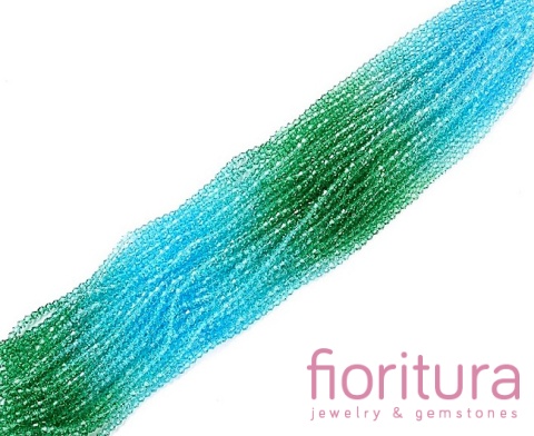 KORALIKI SZKLANE FASETOWANE BICON 4,5x4MM KOLOR NIEBIESKI/ZIELONY CIENIOWANY