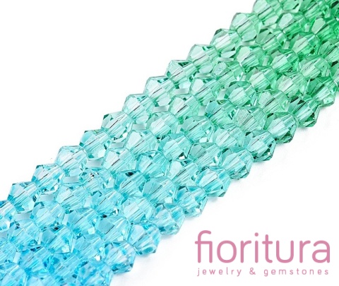 KORALIKI SZKLANE FASETOWANE BICON 4,5x4MM KOLOR NIEBIESKI/ZIELONY CIENIOWANY