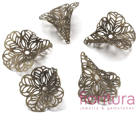 NAKŁADKA FILIGRANOWA AŻUROWA 28,5x21x15,5MM KOLOR STARE ZŁOTO