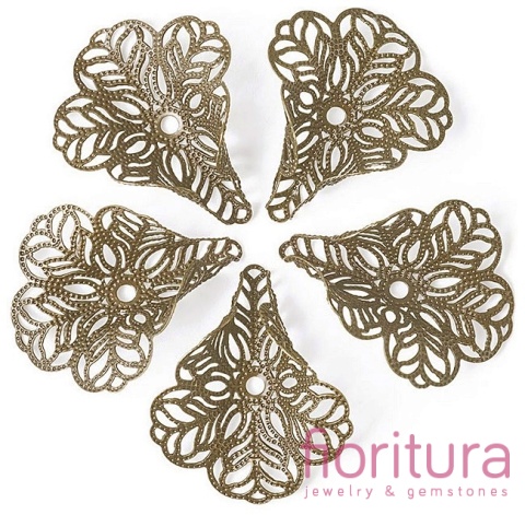 NAKŁADKA FILIGRANOWA AŻUROWA 28,5x21x15,5MM KOLOR STARE ZŁOTO
