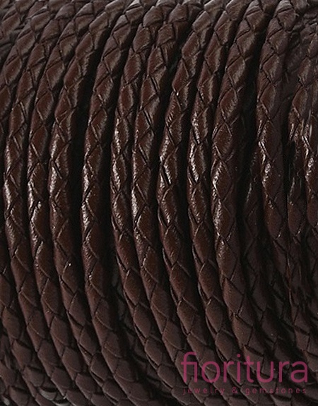 RZEMIEŃ OKRĄGŁY PLECIONY SKÓRA NATURALNA 3MM KOLOR COCONUT BROWN