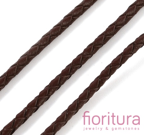 RZEMIEŃ OKRĄGŁY PLECIONY SKÓRA NATURALNA 3MM KOLOR COCONUT BROWN