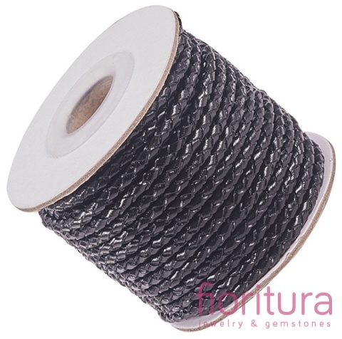 RZEMIEŃ OKRĄGŁY PLECIONY SKÓRA NATURALNA 3MM KOLOR BLACK