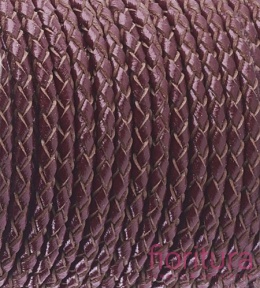 RZEMIEŃ OKRĄGŁY PLECIONY SKÓRA NATURALNA 3MM KOLOR DARK RED