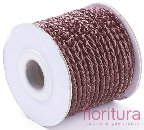 RZEMIEŃ OKRĄGŁY PLECIONY SKÓRA NATURALNA 3MM KOLOR DARK RED