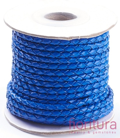 RZEMIEŃ OKRĄGŁY PLECIONY SKÓRA NATURALNA 3MM KOLOR BLUE