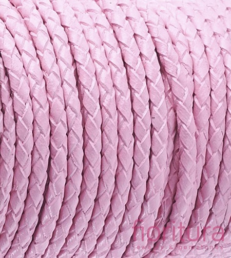 RZEMIEŃ OKRĄGŁY PLECIONY SKÓRA NATURALNA 3MM KOLOR PEARL PINK
