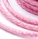 RZEMIEŃ OKRĄGŁY PLECIONY SKÓRA NATURALNA 3MM KOLOR PEARL PINK