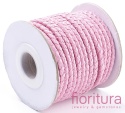 RZEMIEŃ OKRĄGŁY PLECIONY SKÓRA NATURALNA 3MM KOLOR PEARL PINK