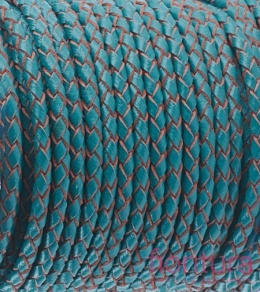 RZEMIEŃ OKRĄGŁY PLECIONY SKÓRA NATURALNA 3MM KOLOR CADET BLUE