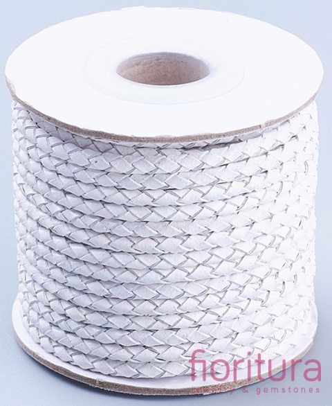 RZEMIEŃ OKRĄGŁY PLECIONY SKÓRA NATURALNA 3MM KOLOR WHITE