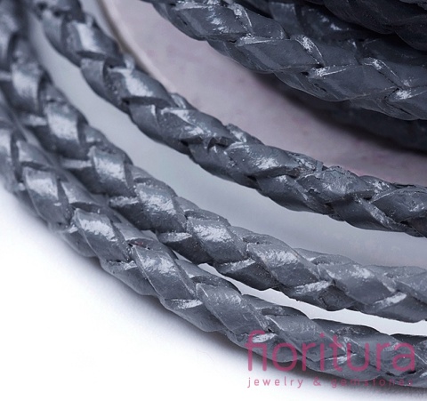 RZEMIEŃ OKRĄGŁY PLECIONY SKÓRA NATURALNA 3MM KOLOR GRAY