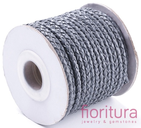 RZEMIEŃ OKRĄGŁY PLECIONY SKÓRA NATURALNA 3MM KOLOR GRAY