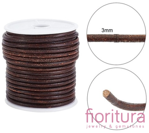 RZEMIEŃ OKRĄGŁY SKÓRA NATURALNA 3MM KOLOR SADDLE BROWN