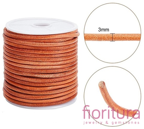 RZEMIEŃ OKRĄGŁY SKÓRA NATURALNA 3MM KOLOR BURLY WOOD