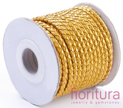 RZEMIEŃ OKRĄGŁY PLECIONY SKÓRA NATURALNA 3MM KOLOR GOLD
