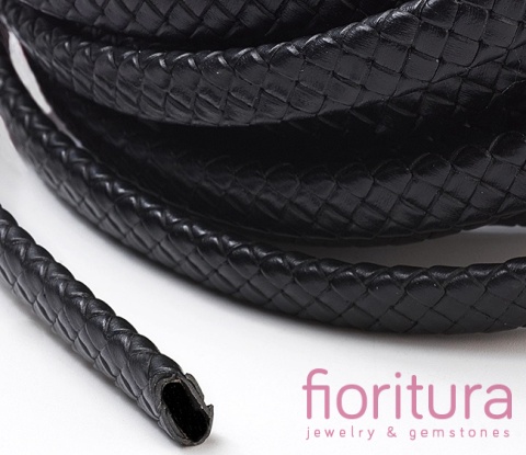 RZEMIEŃ PŁASKI PLECIONY SKÓRA NATURALNA 10x5MM KOLOR BLACK