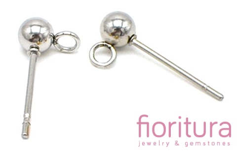 SZTYFTY Z KULKĄ I OCZKIEM DO PODWIESZANIA 15x4MM KOLOR STARE SREBRO