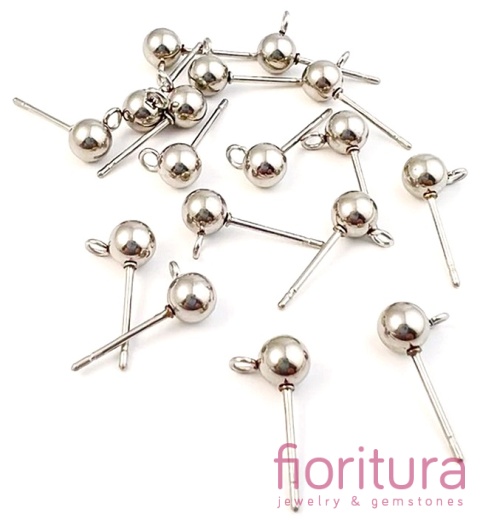 SZTYFTY Z KULKĄ I OCZKIEM DO PODWIESZANIA 15x4MM KOLOR STARE SREBRO