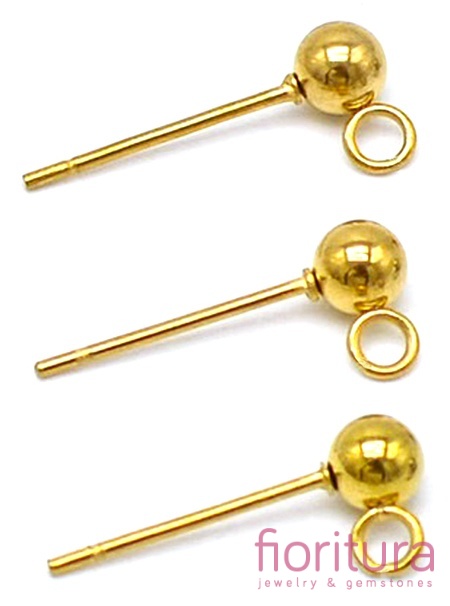 SZTYFTY Z KULKĄ I OCZKIEM DO PODWIESZANIA 4x14MM KOLOR ZŁOTY