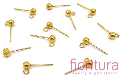 SZTYFTY Z KULKĄ I OCZKIEM DO PODWIESZANIA 4x14MM KOLOR ZŁOTY