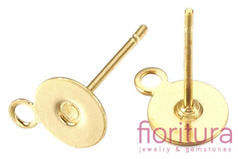 SZTYFTY Z PŁASKĄ BLASZKĄ 8MM I OCZKIEM DO PODWIESZANIA KOLOR ZŁOTY